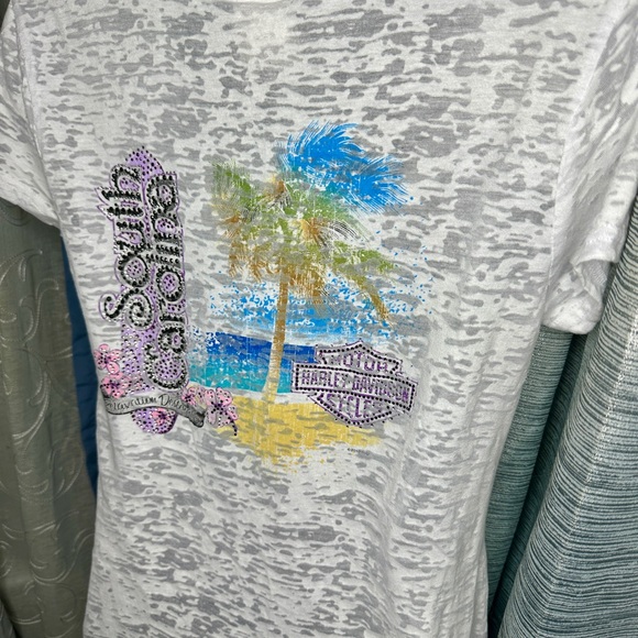 Harley-Davidson Women’s Textured V-Neck Tee ~ Myrtle Beach South Carolina Large - Picture 5 of 8